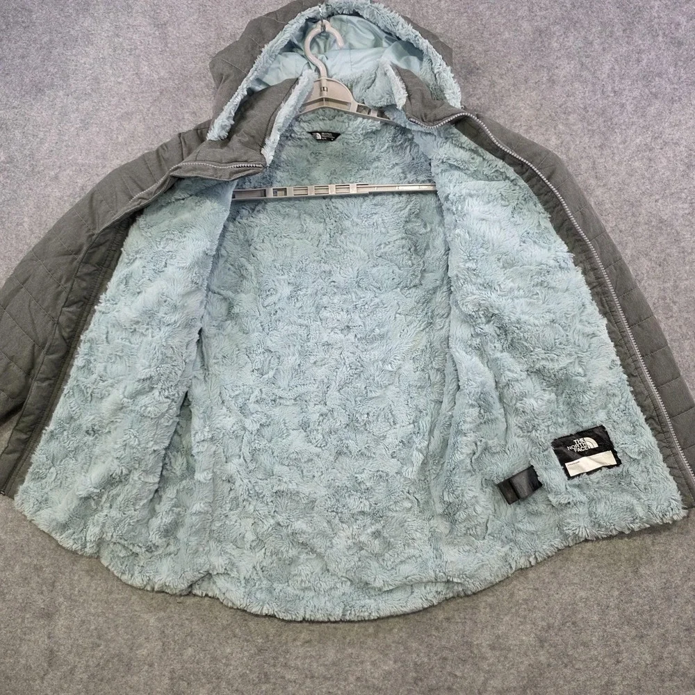 The North Face‎ Mossbud Swirl Jacket Girls XL 18 Gray Sherpa Fleece Lined Puffer
